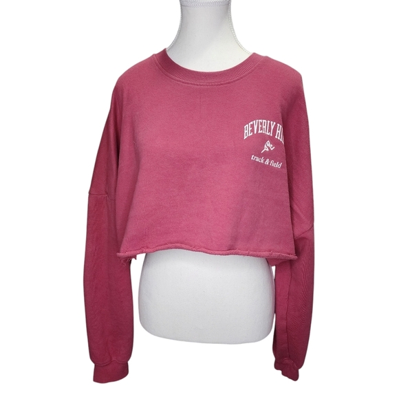 LA Hearts by Pacsun Beverly Hills Pink Cropped Sweatshirt Pullover Size … - Picture 1 of 8